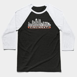 Cincinnati Football Team 23 Player Roster, Cincinnati City Skyline Baseball T-Shirt